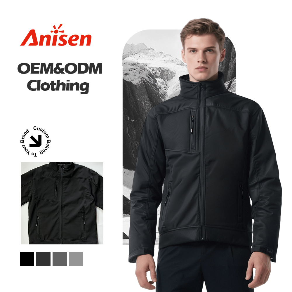 New Fashion Custom logo Outdoor Plain Waterproof Clothing Men Casual Softshell Fleece Jacket