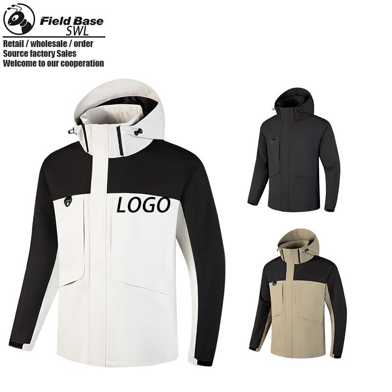 Customized Logo Long Stand Collar Waterproof Windproof Zipper Hooded Unisex Winter Three-in-one Detachable Varsity Jacket